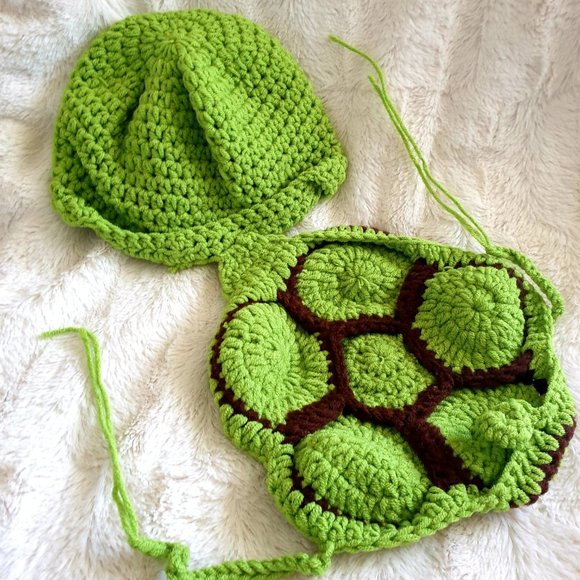 Newborn Photography Props Turtle Design Knitted Beanie Hat Accessories - Picture 3 of 8